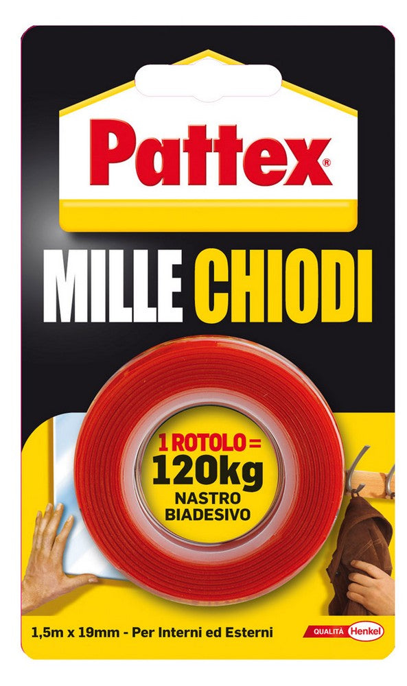 1 pz nastro biadesivo pattex mille chiodi mm. 19x1,5 mt. vit28541