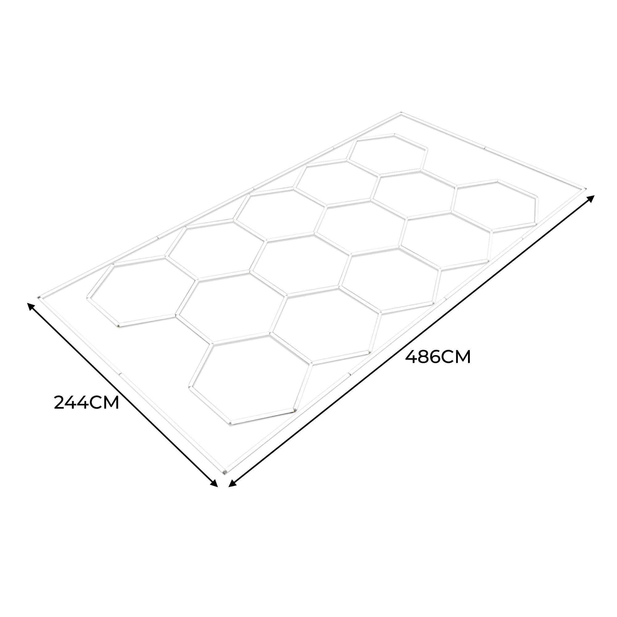 Luci LED Esagonali & Piastrelle Ventilate per Pavimento Garage con Bordi - 60 Grigie & 60 Blu