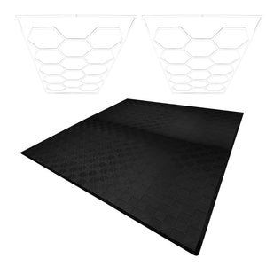 Luci LED Esagonali x 2 & Piastrelle Ventilate per Pavimento Garage x 225 con Bordi - Nero