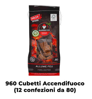 Accendifuoco Eco a Cubetti 960pz in 12 Buste per Accensione Barbecue