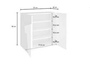 Scarpiera 2 Ante Battenti 81,2x39,2x86 cm Ping Bianco Lucido