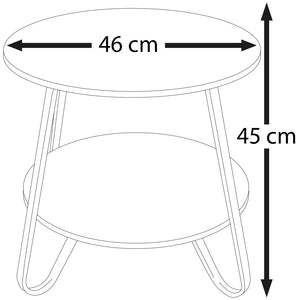 Tavolino Tavolo Moderno Design Rotondo con Struttura Nera Piano Noce Salvaspazio