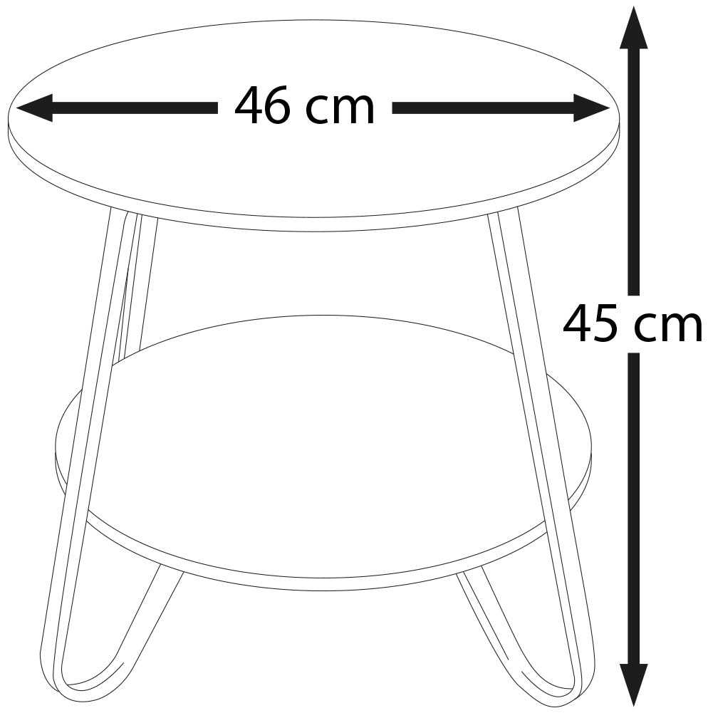 Tavolino Tavolo Moderno Design Rotondo Struttura Nera Piano Tortora Salvaspazio