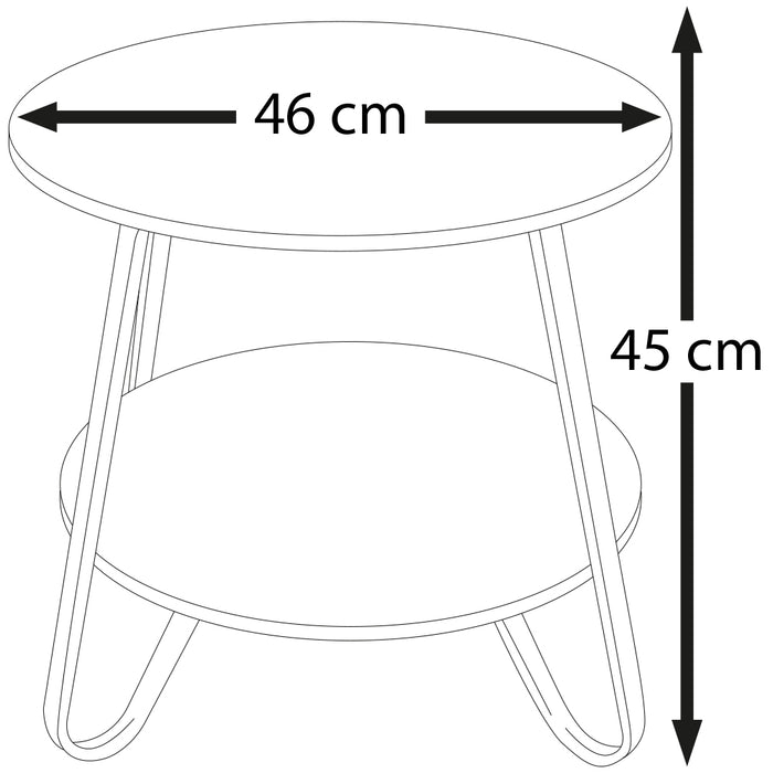 Tavolino Tavolo Moderno Design Rotondo Struttura Nera Piano Tortora Salvaspazio