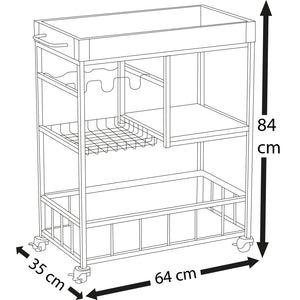 Carrello Cucina Multiuso Portaoggetti Stile Industrial Carrellino Portabottiglie