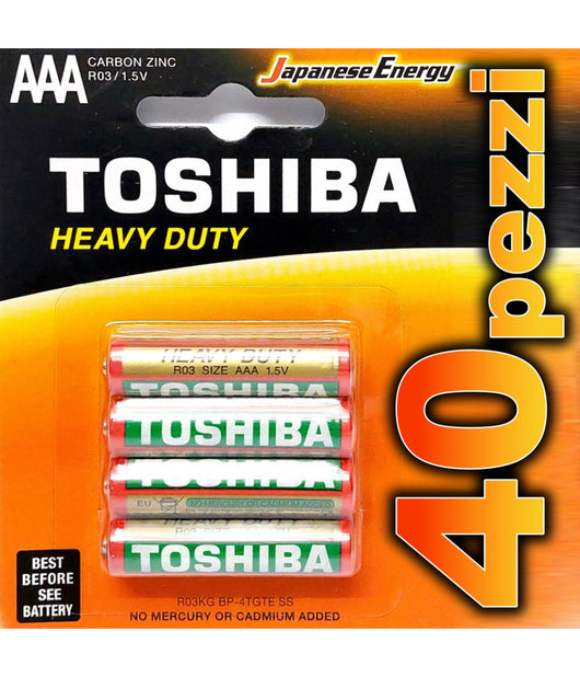 40pz Batterie Mini Stilo Aaa Pile Alkaline Confezione Risparmio Toshiba R6 1.5 V         