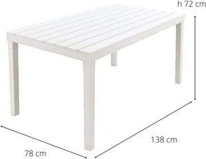 Tavolo da giardino 6 posti 138x78x72h cm in plastica effetto legno Tavolo per esterno colore banco Tomaino