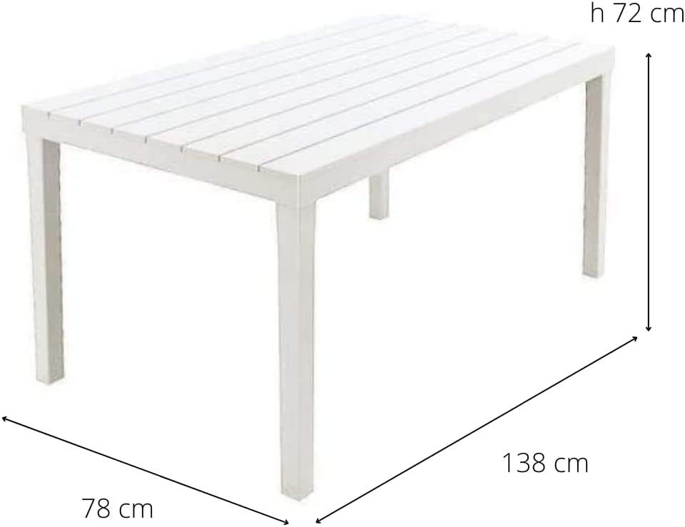 Tavolo da giardino 6 posti 138x78x72h cm in plastica effetto legno Tavolo per esterno colore banco Tomaino