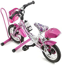 ANDRYS - Porta Biciclette per Bambini dai 3 ai 10 Aanni, con Piedistallo, 1 Posto, 38.5 x 29 x 50 cm, Colore Rosa