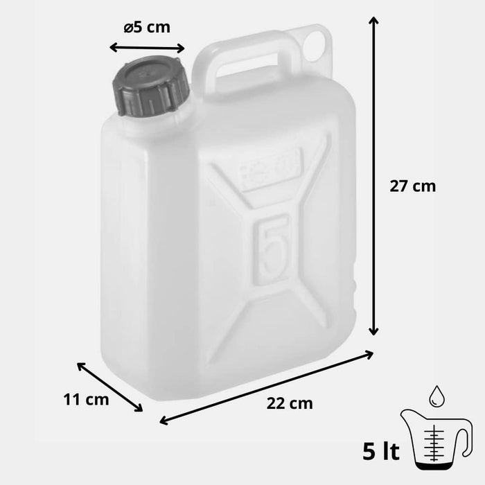 Tanica 5 litri in Plastica con Tappo e Dosatore - Fusto HDPE Contenitore Per Condensa Condizionatore - Bidone per Liquidi