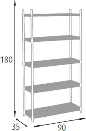 S1775003 - Scaffale cromato 5 piani L 90 cm