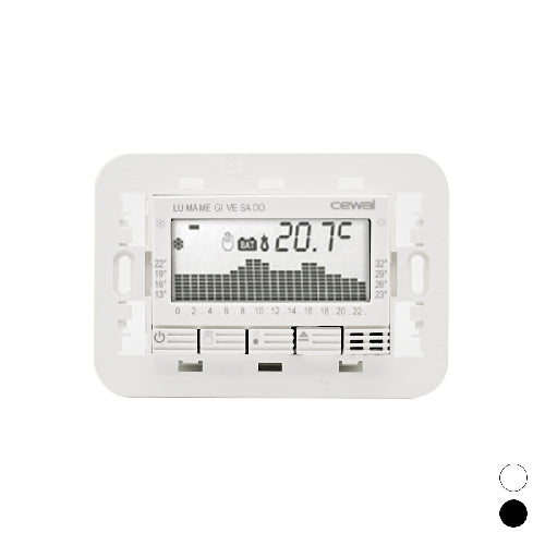 CRONOTERMOSTATO DA INCASSO 3 MODULI Nero CEWAL