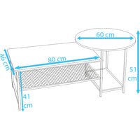 Tavolino 2 in 1 Divisibile Design Industrial 4 Ripiani Tavolo Divano Basso Caffè