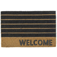 Tappeto Zerbino Rettangolare Welcome In Fibra Di Cocco 60 x 40 cm Beige e Nero