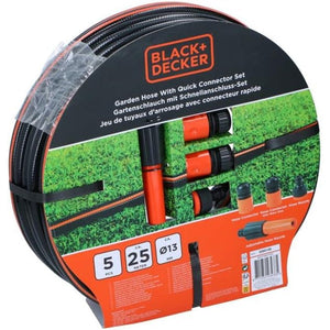 Tubo Pompa dell'Acqua da Giardino 25 Metri Ø13 con 5 Raccordi Max 6 Bar in PVC Black & Decker