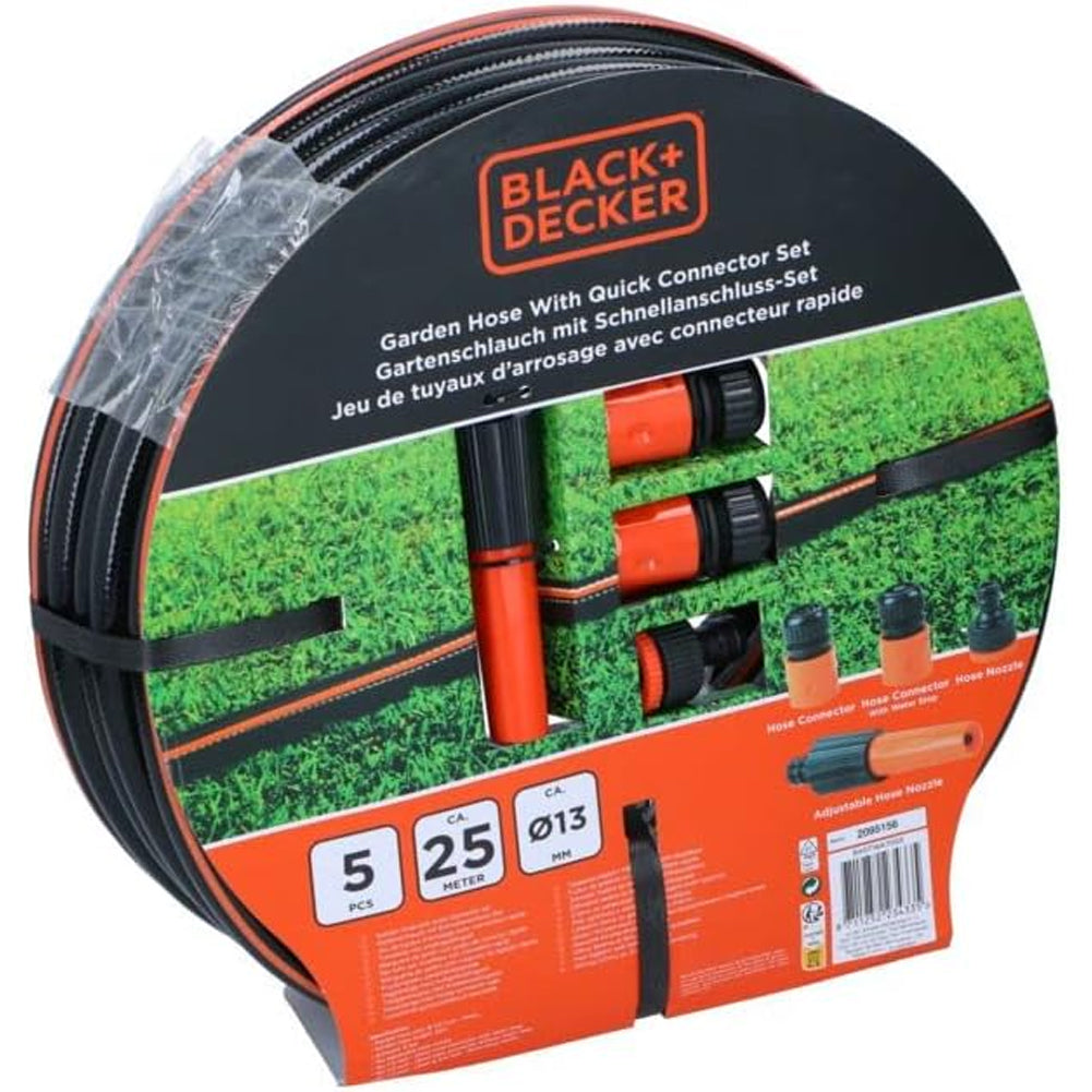 Tubo da Giardino 25 Metri Ø13 con 5 Raccordi Max. 6 Bar PVC Resistente Raggi UV