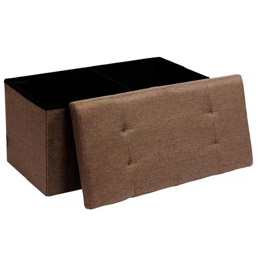 Cassapanca Pouf Contenitore Marrone Panca Sgabello Poggiapiedi Rivestimento Lino