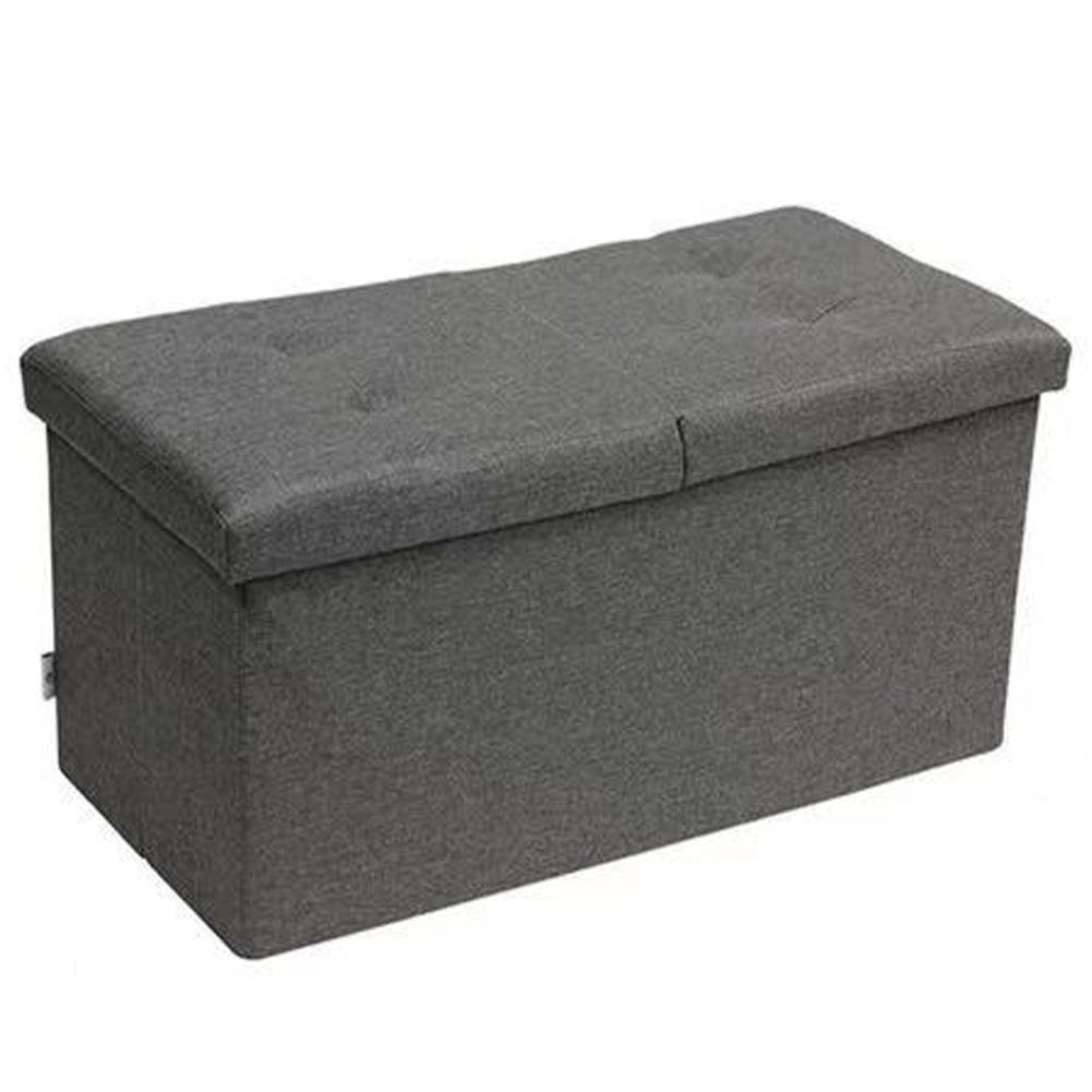 Cassapanca Pouf Contenitore Grigio Panca Sgabello Poggiapiedi Rivestimento Lino