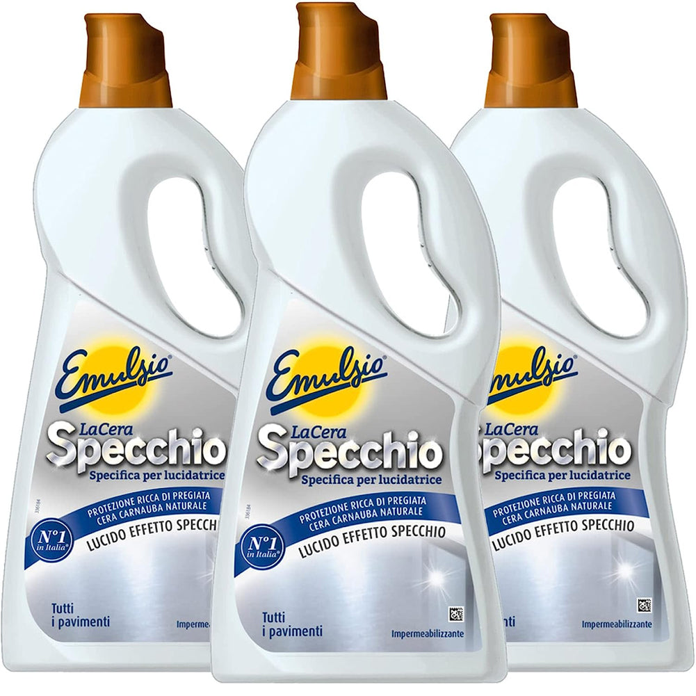 3 x Emulsio la Cera Specchio per Tutti i Pavimenti Effetto Lucido (3 x 725 ml)