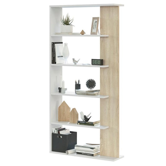 Libreria Design Moderna Scaffale 5 Ripiani 180x25x90 Casa Ufficio Bianco Rovere