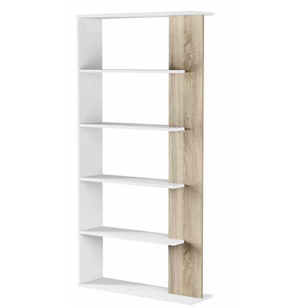 Libreria Design Moderna Scaffale 5 Ripiani 180x25x90 Casa Ufficio Bianco Rovere