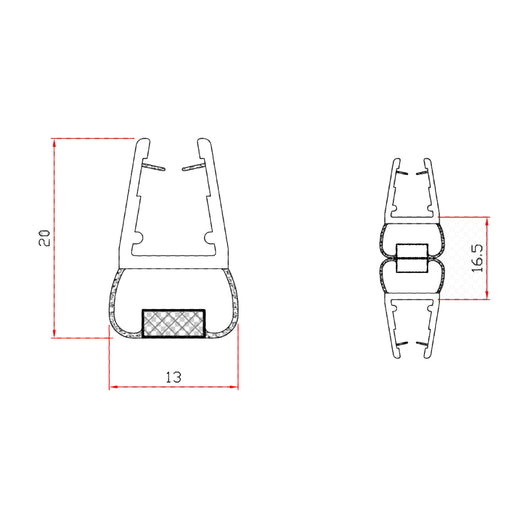 Kit 2 Pezzi Guarnizione Magnetica Per Box Doccia Vetro 6-8mm