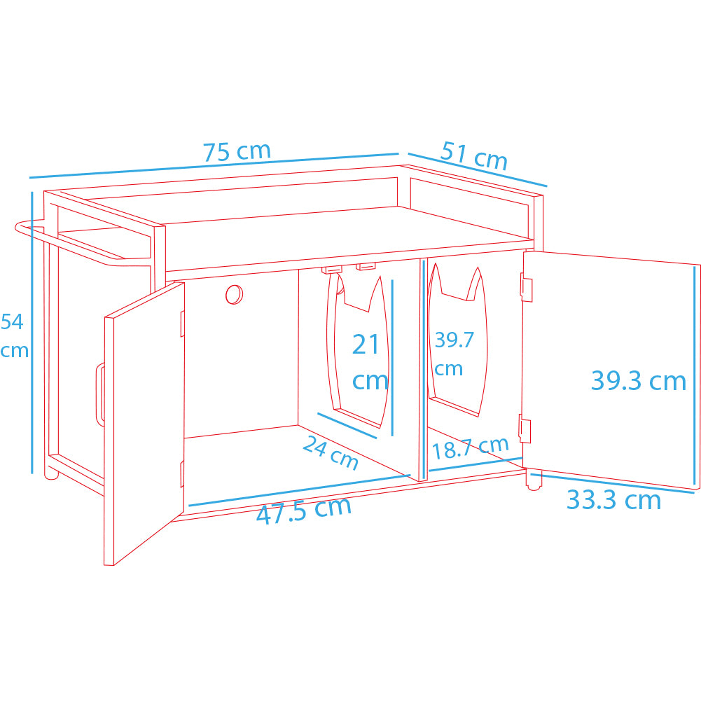 Mobile Lettiera per Gatti Bianco con Ingresso Laterale e Chiusura Magnetica