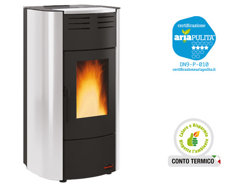 TERMOSTUFA STUFA A PELLET EXTRAFLAME ARGENTO RAFFAELLA IDRO 2.0 19 DIM. 63x62xH117 CM