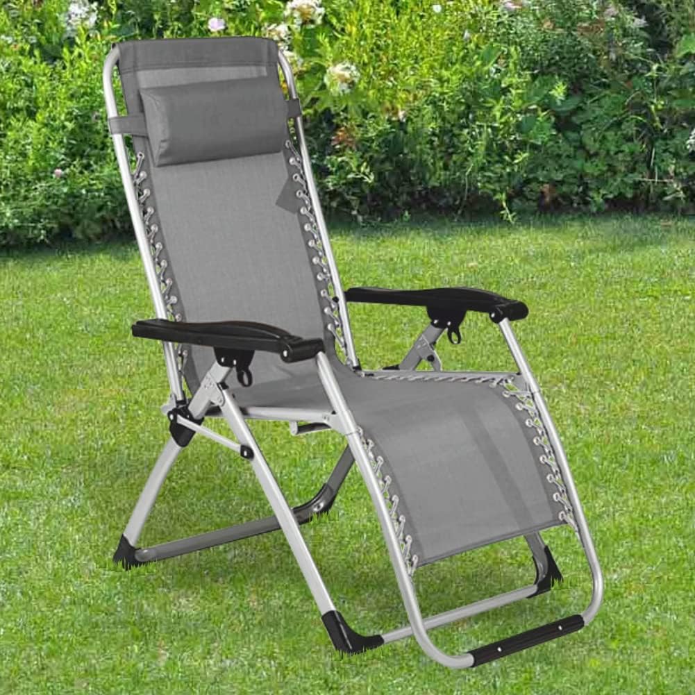 Sedia Giardino Poltrona Relax Pieghevole Big Gravita Zero Metallo Tessuto Grigio