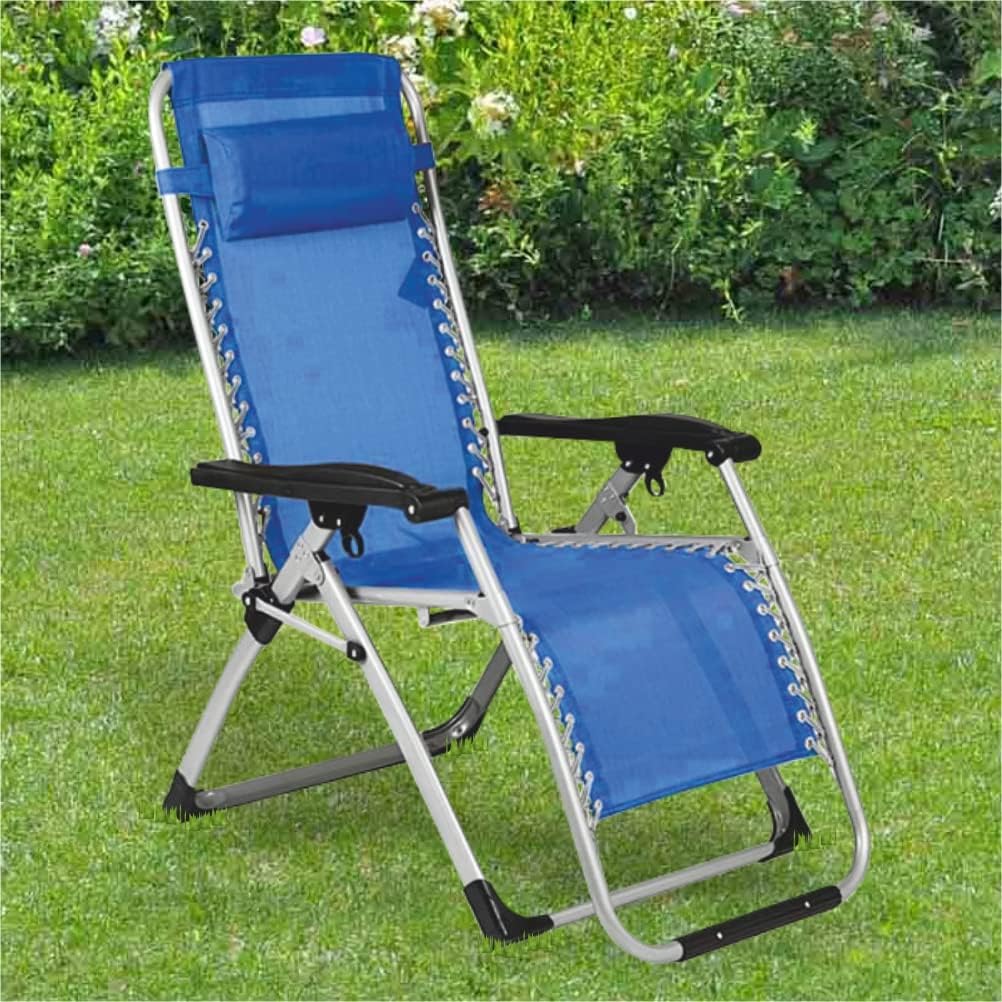 Sedia Giardino Poltrona Relax Pieghevole Big Gravita Zero Metallo Tessuto Blu