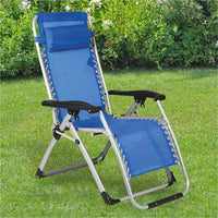 Sedia Giardino Poltrona Relax Pieghevole Big Gravita Zero Metallo Tessuto Blu