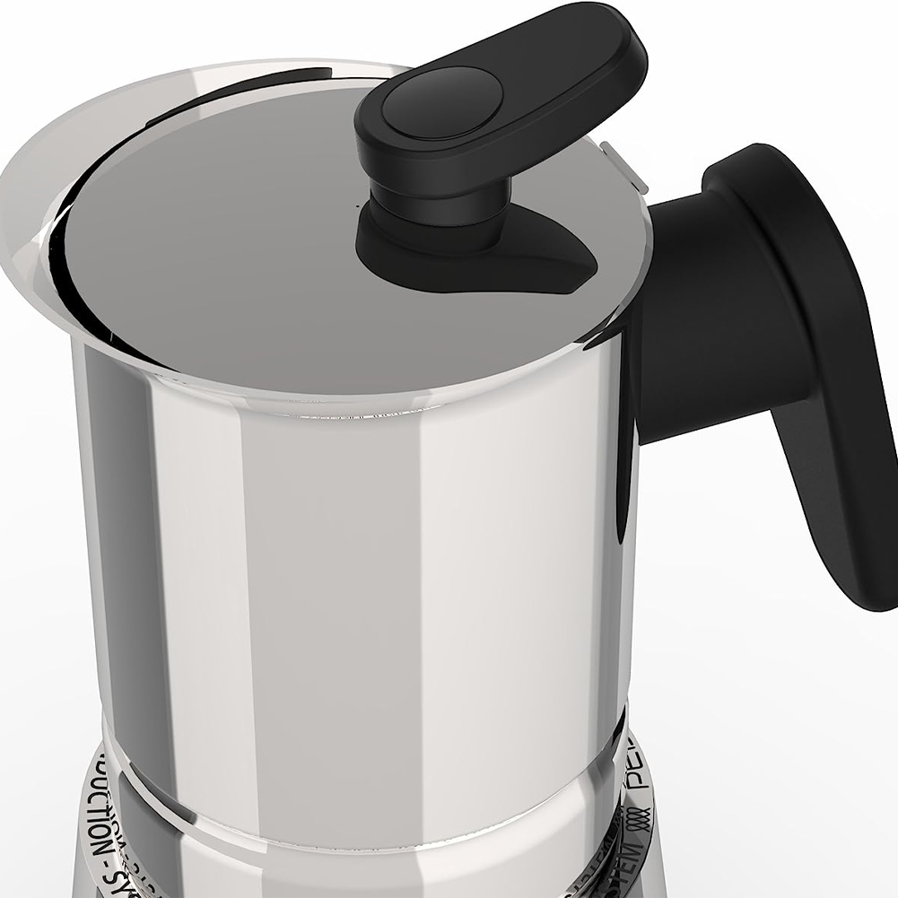 Caffettiera Moka 4 Tazze in Acciaio Inox Macchinetta Caffe per Induzione Pedrini