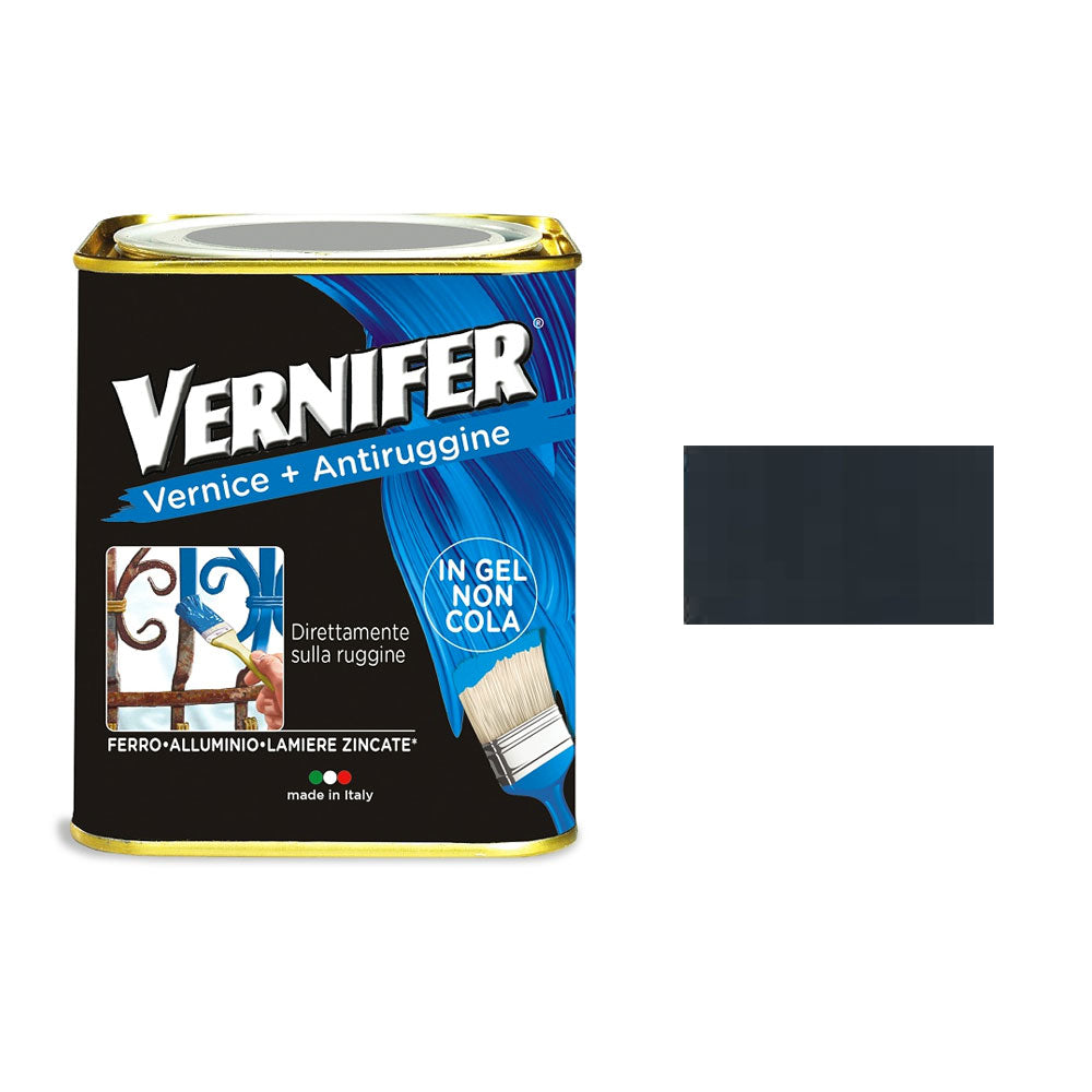 Vernice Antiruggine Vernifer Brillante Satinata Metallizzata Interno Esterno Colore: Grigio Scuro Brillante