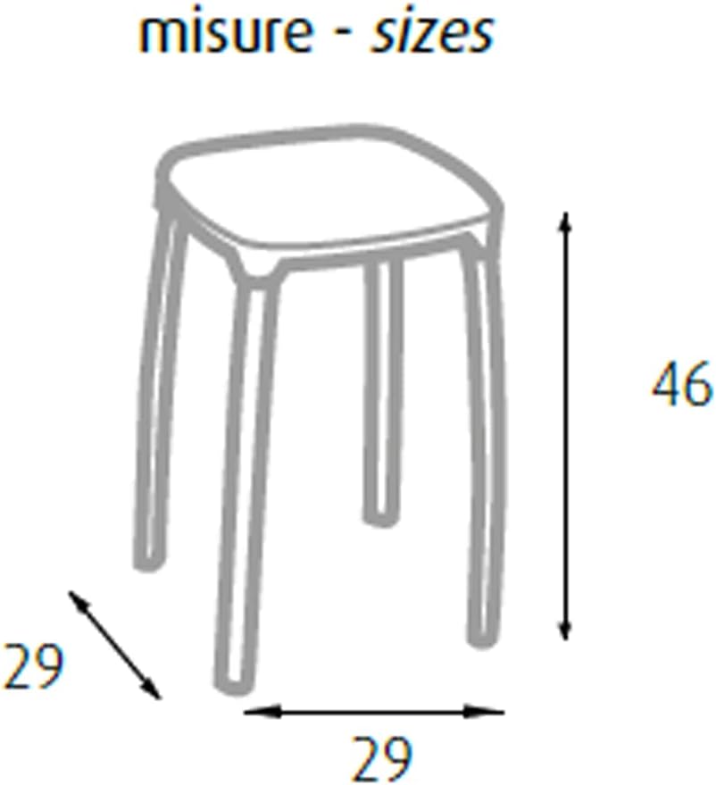 King Home SGABELLO IN POLIPROPILENE NERO con struttura bianca 29x29x46h cm