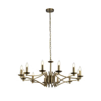 Lampadario Classico Ascot Acciaio Ottone 12 Luci E14