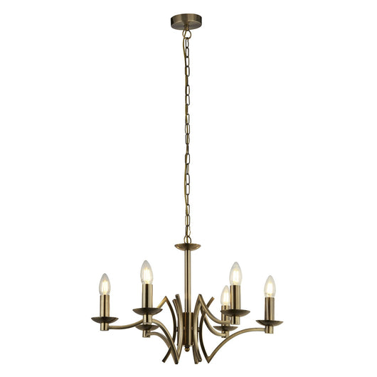 Lampadario Industrial-Nordico Ascot Acciaio Ottone 6 Luci E14