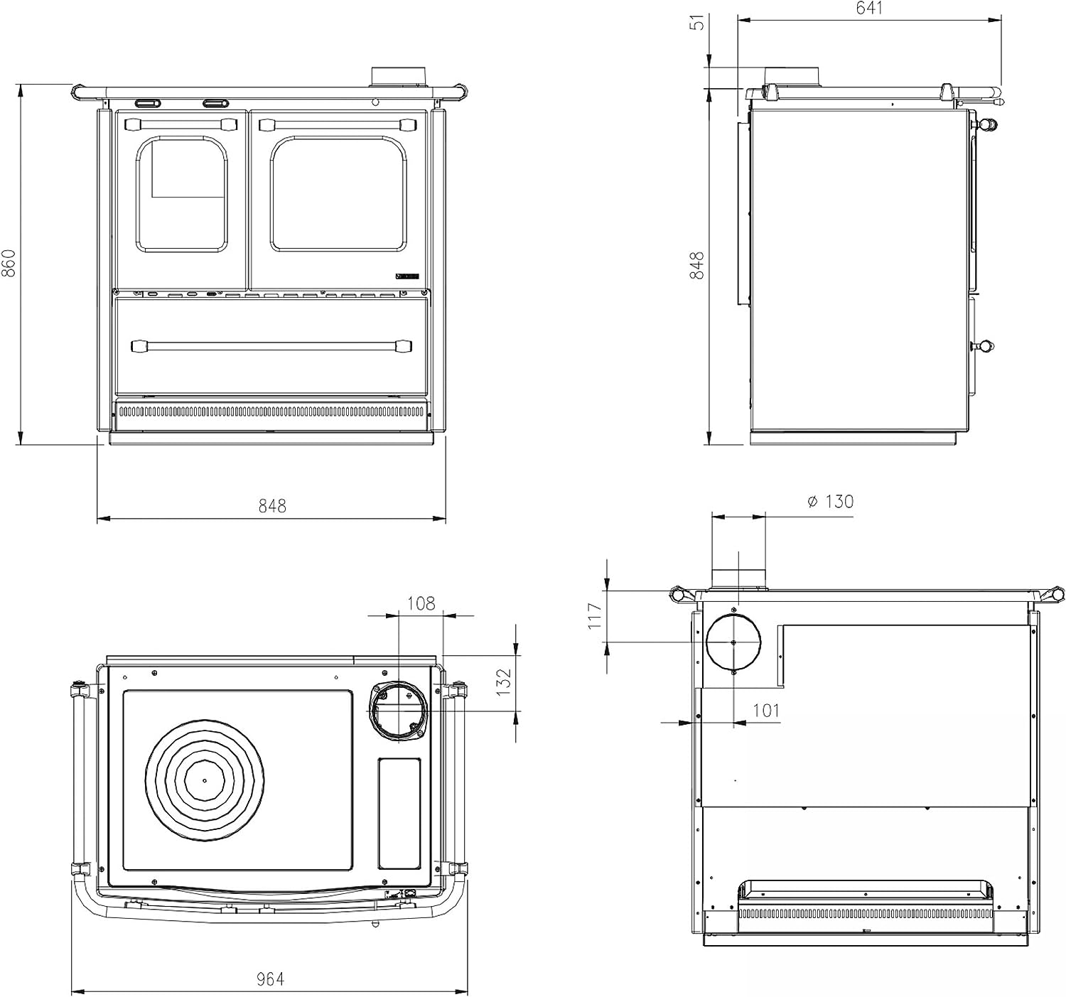 STUFA CUCINA A LEGNA NORDICA SOVRANA EASY EVO 2.0 BIANCA DIM. 96x64xH85 CM