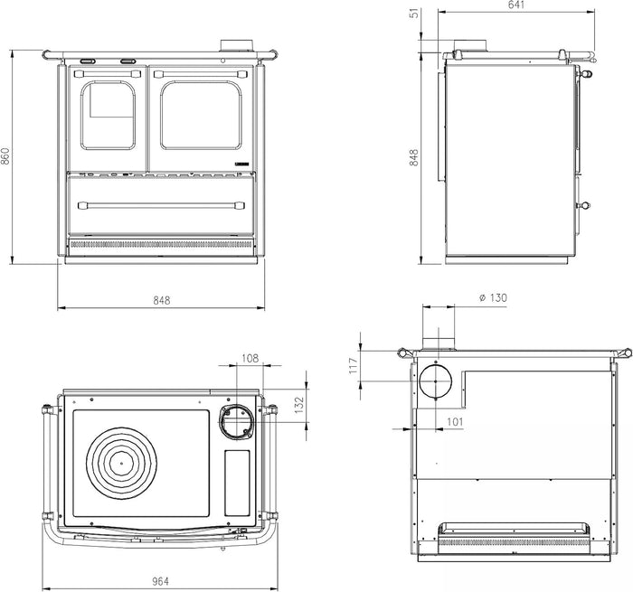 STUFA CUCINA A LEGNA NORDICA SOVRANA EASY EVO 2.0 BIANCA DIM. 96x64xH85 CM