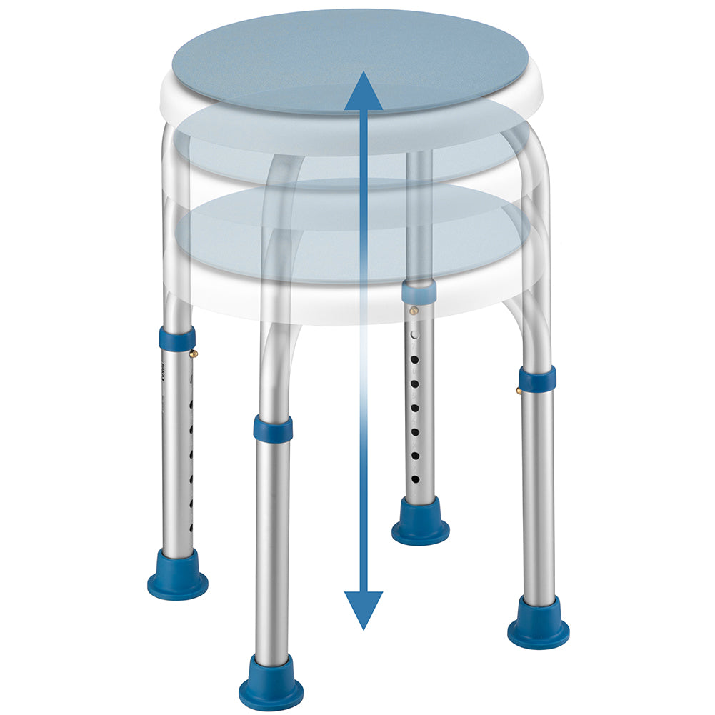 Sgabello da Doccia Seduta Girevole Sedia Bagno Piedini Regolabili Antiscivolo