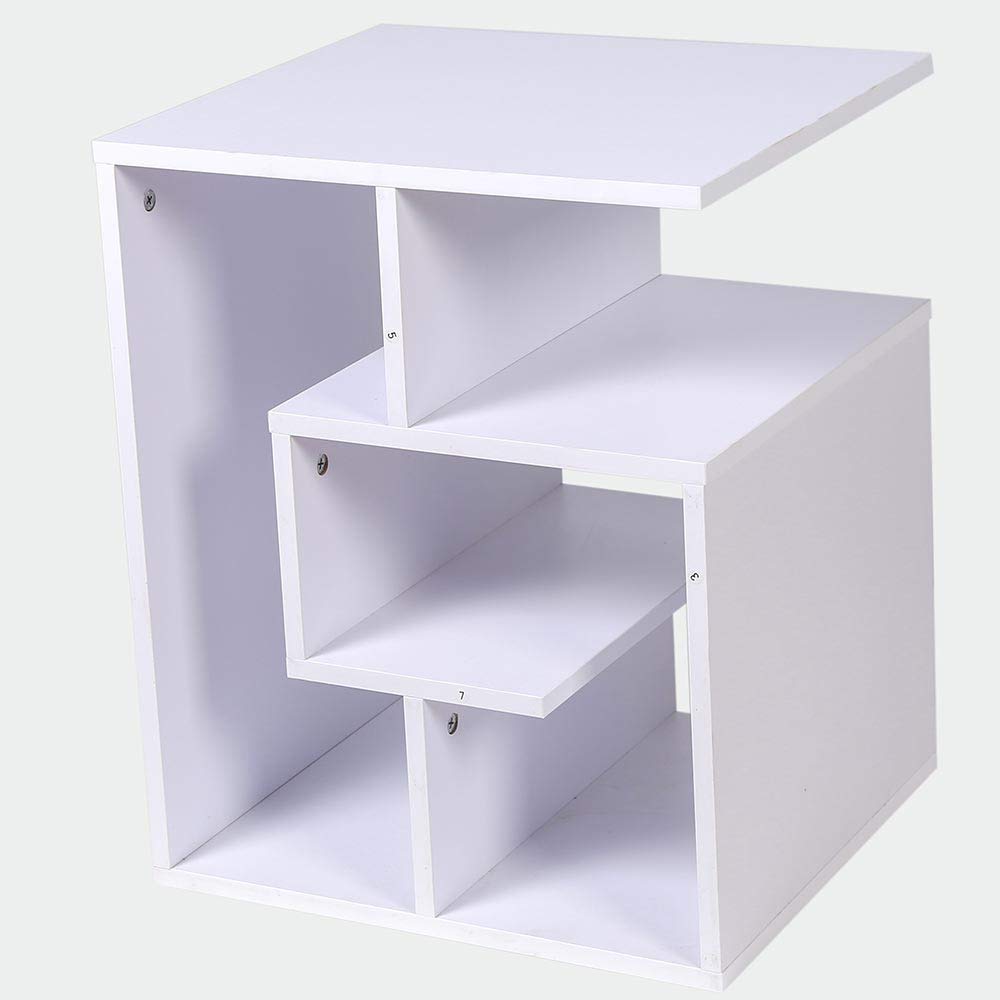 Libreria Tavolino Divano Design Moderno 4 Ripiani 45x40x55cm Casa Ufficio Bianco