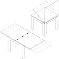 Tavolo da Pranzo Quadrato 90x90 in Legno Bianco Allungabile con Apertura a Libro