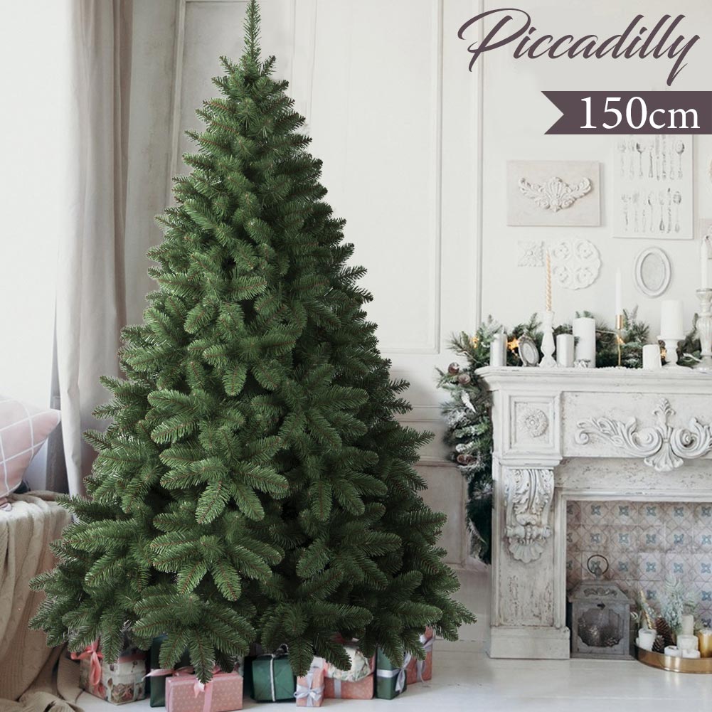 Albero Di Natale 150cm Piccadilly Super Folto 347 Rami Pino Verde Base Croce