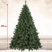 Albero Di Natale 210 cm Piccadilly Super Folto 850 Rami Pino Verde Base Croce