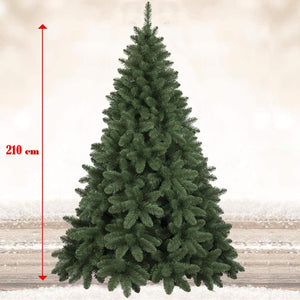 Albero Di Natale 210 cm Piccadilly Super Folto 850 Rami Pino Verde Base Croce