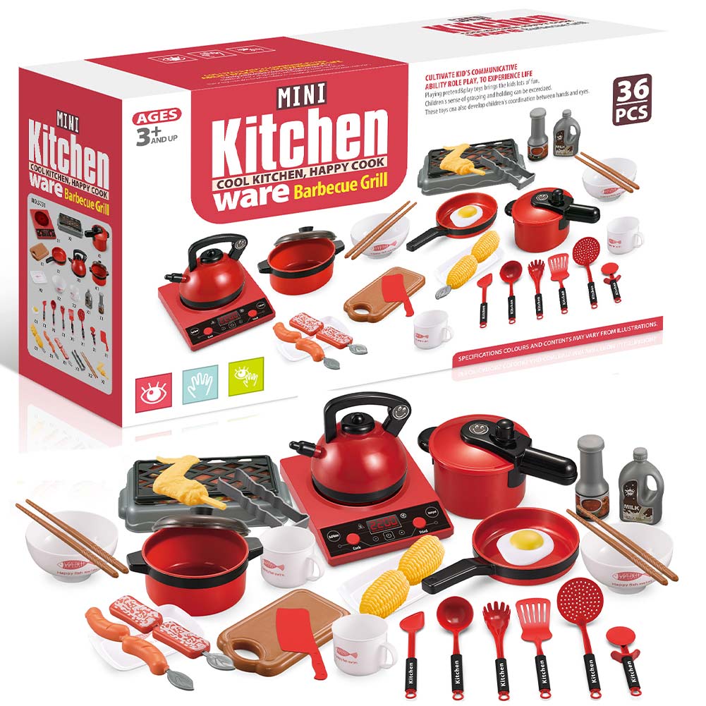 Set Kit 36 Pezzi da Cucina Giocattolo Gioco per Bambini con Suoni Realistico