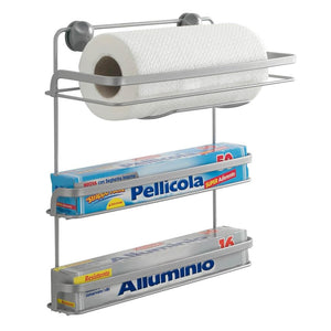 Porta Rotoli 3 Piani Eureka Metaltex Mensole da Cucina Alluminio Pellicola