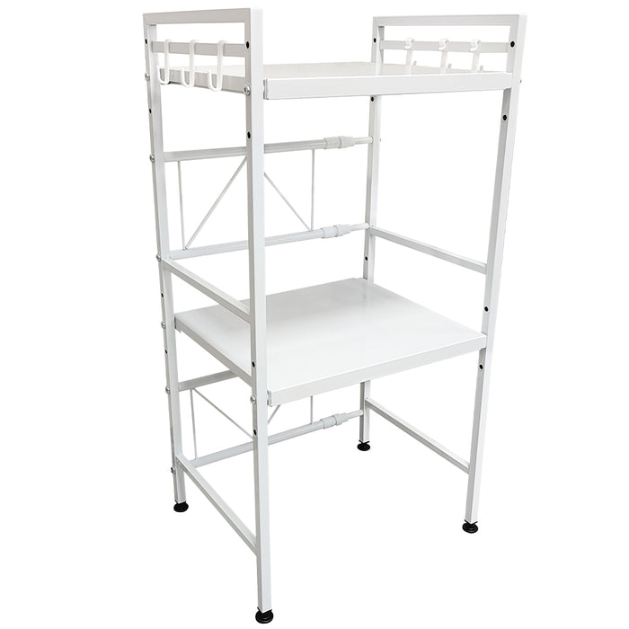 Scaffale Porta Microonde Allungabile 2 Ripiani Mensola da Cucina Metallo Bianco