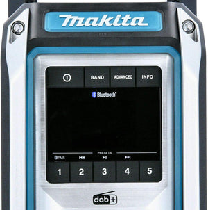 Makita Radio portatile da cantiere caricabatterie + funzione Bluetooth e porta USB DMR115