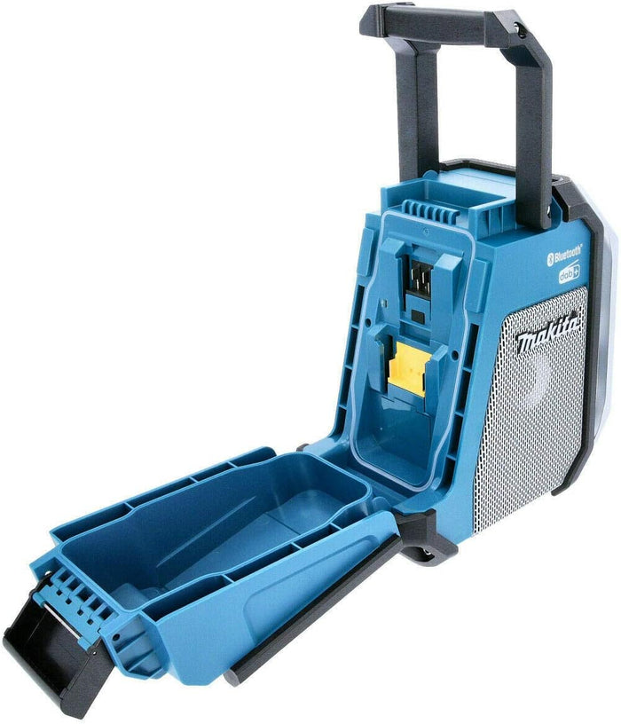 Makita Radio portatile da cantiere caricabatterie + funzione Bluetooth e porta USB DMR115