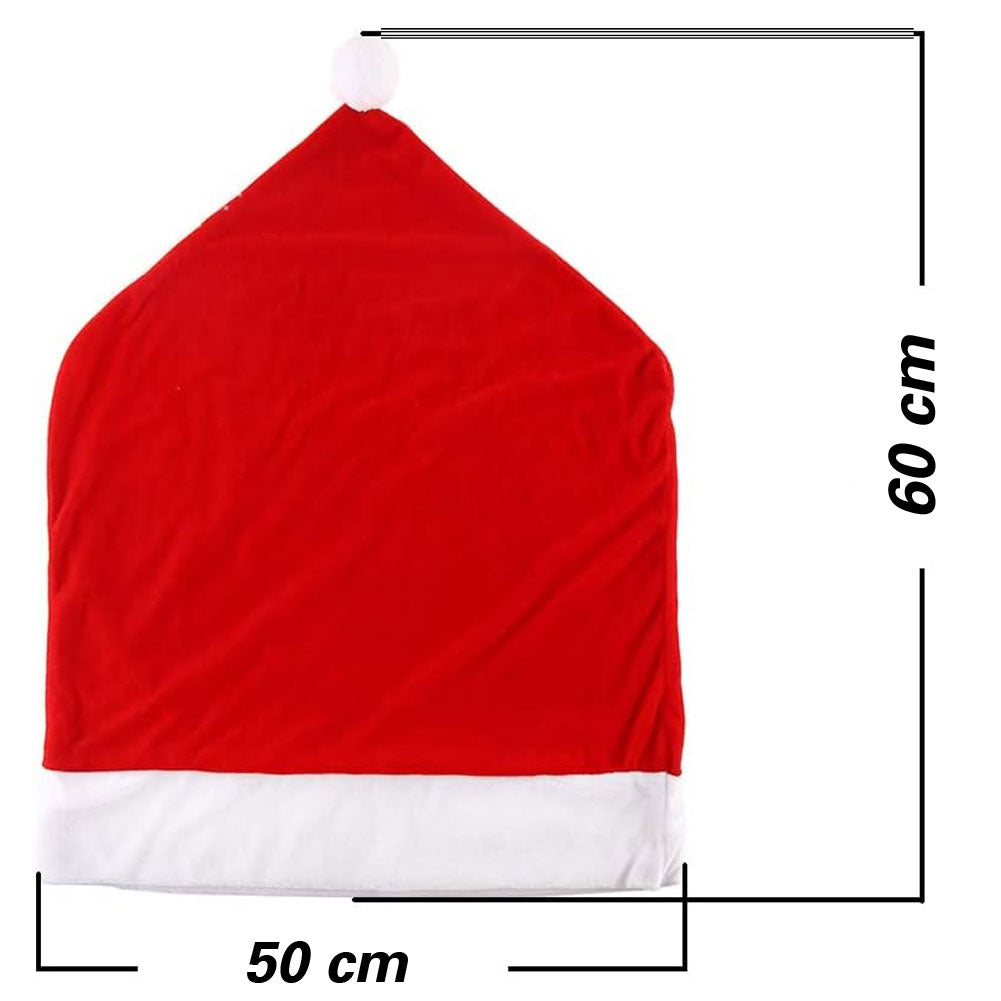 6 x Coprisedia Natalizi Cappello Babbo Natale Decorazione Natalizia Sedia 50x60